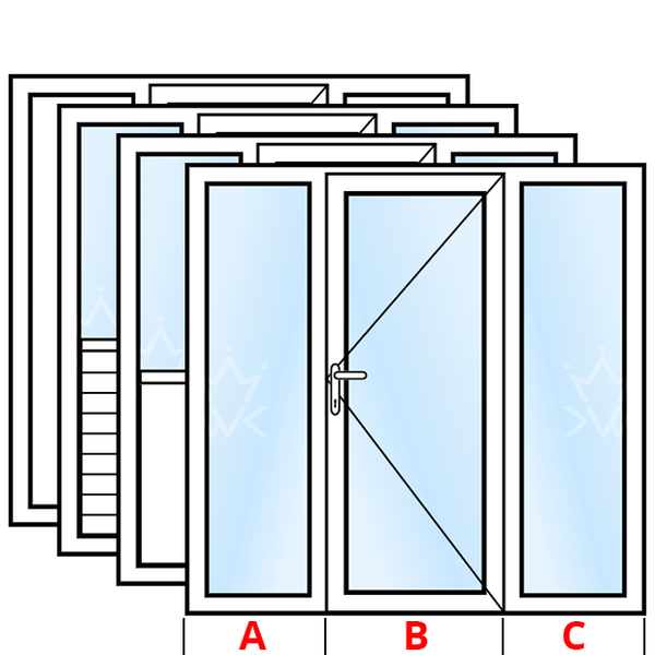 Kunststof achterdeur, buitendeur of tuindeur met twee zijlichten op maat. Ontwerp je eigen achterdeur met kozijn in onze deuren configurator. Bij Window King kun je gemakkelijk en snel je achterdeur en buitendeur kopen en bestellen. 